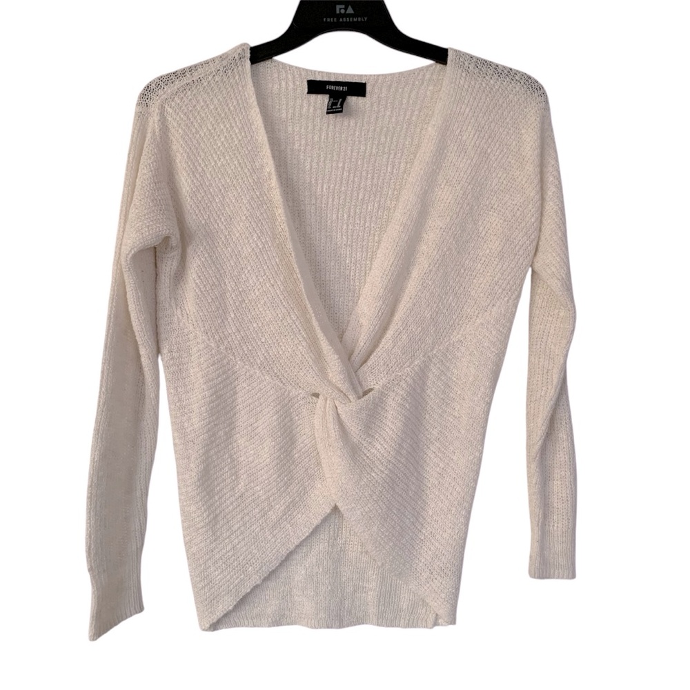 Forever 21 Women's Off White Two Way Front Knot Sweater Size M